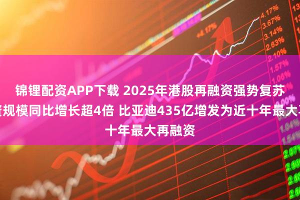 锦锂配资APP下载 2025年港股再融资强势复苏：募资规模同比增长超4倍 比亚迪435亿增发为近十年最大再融资